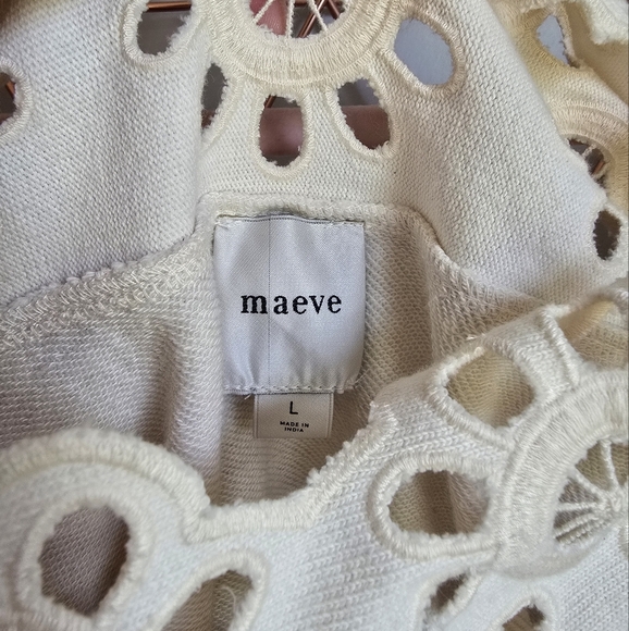 Anthropologie, New, Maeve Eyelet Off Shoulder Babydoll Knit Blouse Size Large - Picture 7 of 12